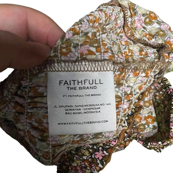 Faithfull The Brand Es Saada Floral Smocked Dress Brown Pink Size 2‎ - Picture 13 of 13